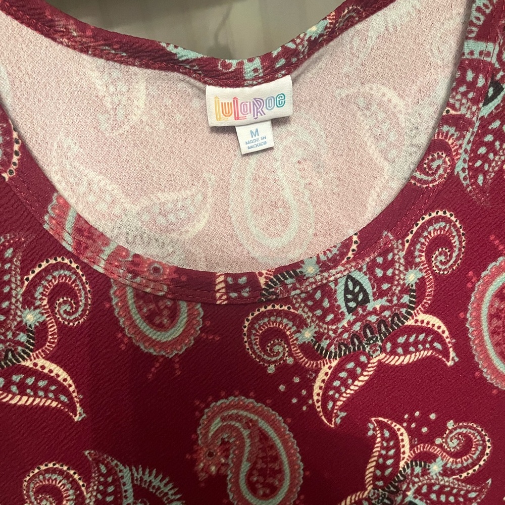 LuLaRoe Burgundy Paisley Long Sleeve Dress - Picture 2 of 4